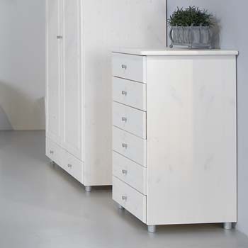 Oestergaard Mansa Solid Pine 6 Drawer Chest in White