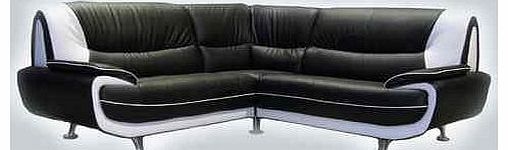 olafkarol BRAND NEW KARA OLAF FAUX LEATHER CORNER SOFA BLACK AND WHITE