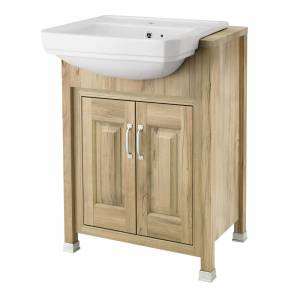 Natural Walnut Unit 600mm Semi-Recess Basin 1TH