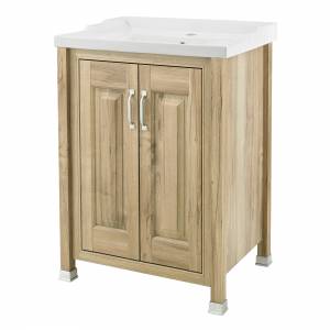 Traditional Bathroom Natural Walnut 600mm Vanity