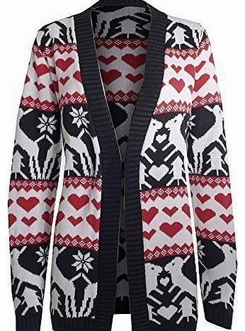 Oops Outlet Womens Ladies Long Sleeves Open Boyfriend Christmas Xmas Cardigan Top Plus Sizes