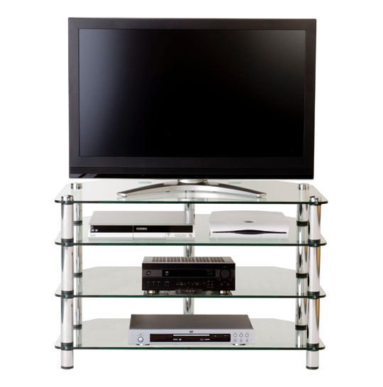 Optimum International Optimum AV4 Corner Glass TV Stand - Light Ash