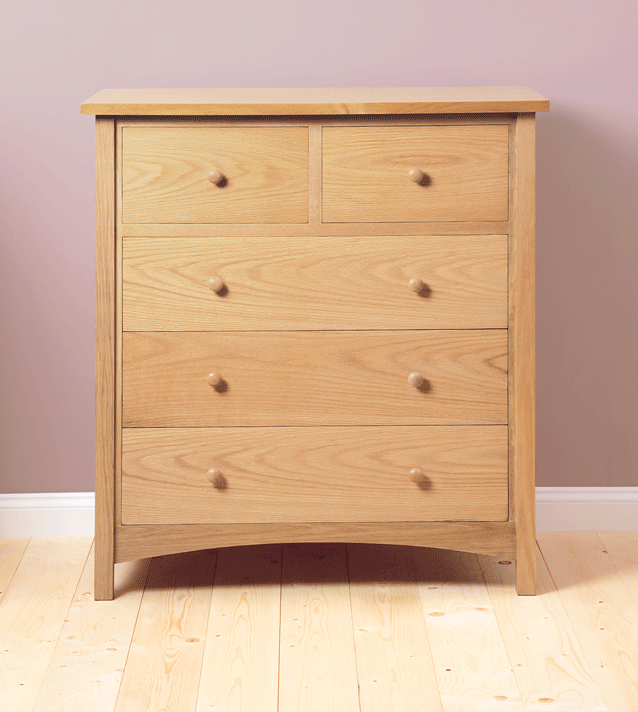 Oak 5 Drawer Chest of Drawers