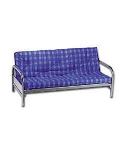 Oregon Silver Futon with Blue Check Mattress