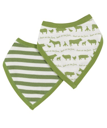 Organics For Kids Green Farmyard Reversible Bandanna Bib