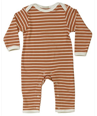 Organics For Kids Rust/Ivory Breton Stripe Romper