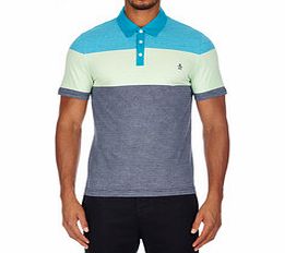 Blue colour block cotton polo