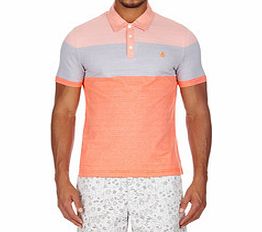 Coral colour block cotton polo