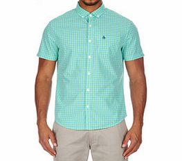 Green gingham cotton shirt