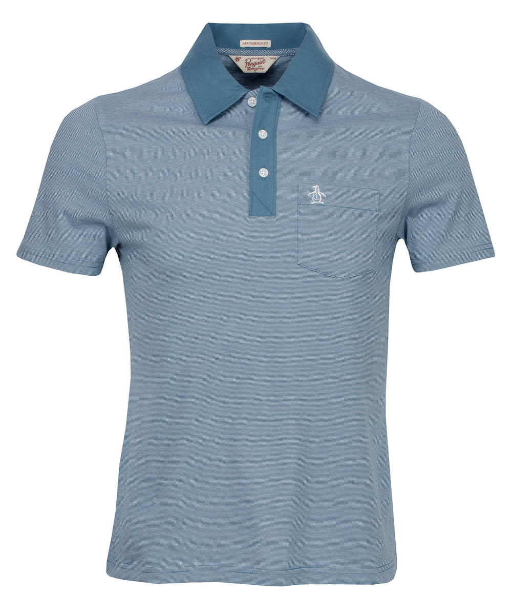 Original Penguin Stripe Polo Shirt Aegean Blue