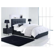 Orleans Dbl Faux Leather Storage Bed, Black