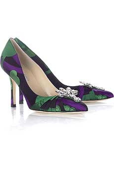Satin brocade pumps