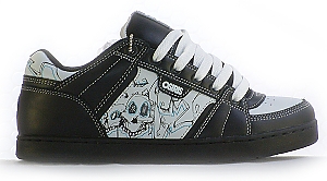 Osiris Ruger Skate Shoe - Black/White/Skulls Print