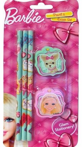 Barbie Pencil and Eraser Stationery Character Pencil & Eraser Set