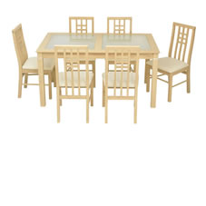 Rose Glass Top Dining Set Seven Piece