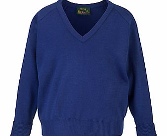 Plain Unisex School V-Neck Acrylic Jumper, Royal