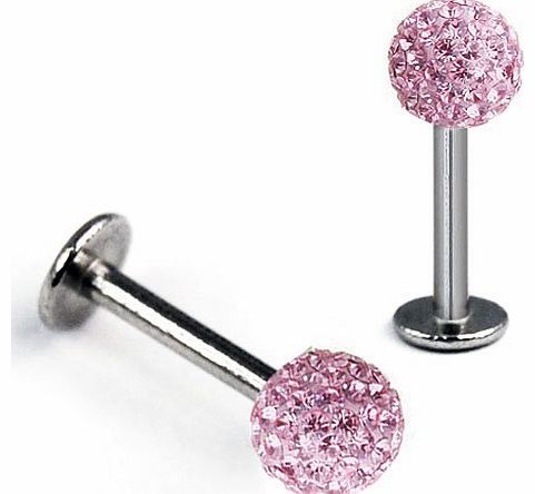  Crystal Lip Stud Ideal for Lip / Tragus / Ear Piercing (Light pink)