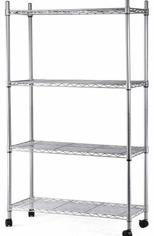 outdoortips  Shelving Unit 4-Tier Carbon Steel Frame Kitchen Storage,150cm x 90cm x 35cm