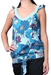 Oxbow Romane Vest Style Top Blue Flowers