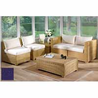 Furniture Set Honey with Half Panama Cushions Blue