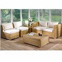 Furniture Set Honey with Half Panama Cushions Natural