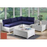 Furniture Set White with Half Panama Cushions Serena