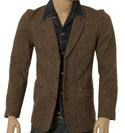 Ozeki Beige Fleck Wool Jacket with False Denim Jacket Insert