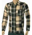 Blue- Brown & Cream Check Mixed Woven Fabric Long Sleeve Shirt