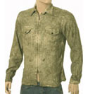 Khaki & Light Beige Full Zip Cotton Mix Shirt