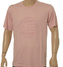 Salmon Cotton T-Shirt with Large Velour Logo