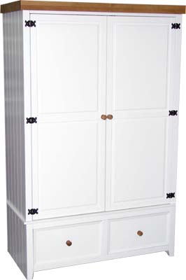 painted Pine 2 Door 2 Drawer Wardrobe Capri Value