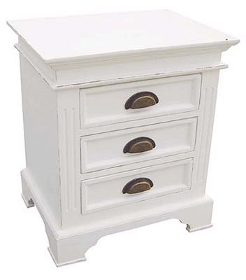 WHITE BEDSIDE CABINET 3 DRAWER KRISTINA