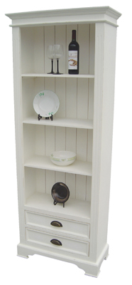 White Bookcase 75.25in x 30in 2 Drawer