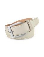 Pakerson Mens White Hand Painted Italian Leather Belt