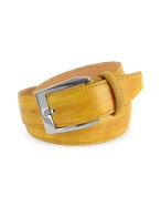 Pakerson Mens Yellow Hand Painted Italian Leather Belt