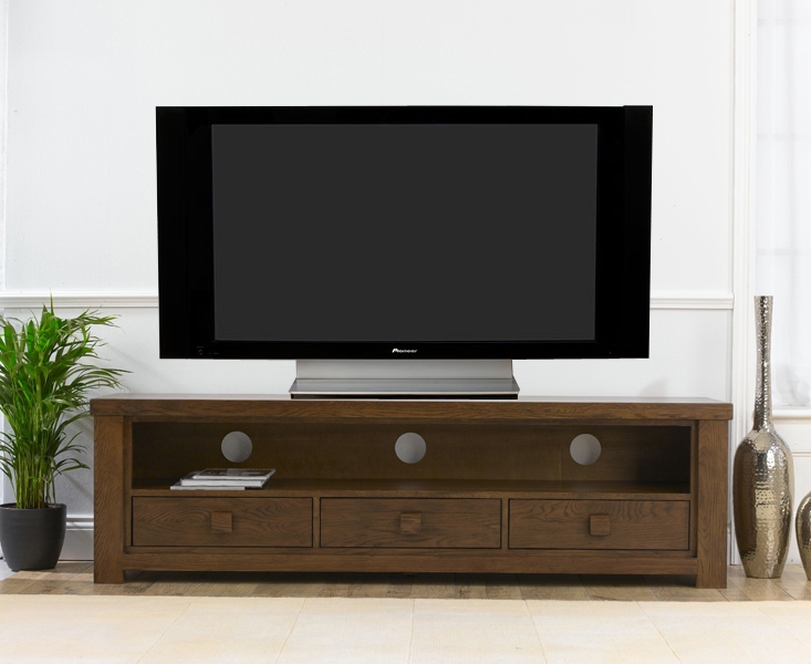 Dark Oak Large 3 Drawer TV Unit