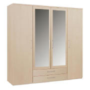 Palma 4 Door Wardrobe With 2 Mirrors, Maple