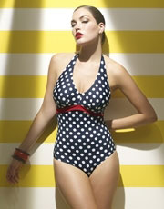 Panache Monroe Halterneck Swimsuit - Blue Polka