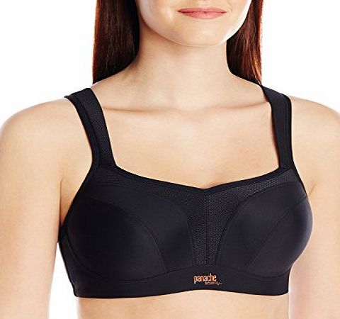 Panache  Womens Full Cup Plain Sports Bra, Black, Size: 32E