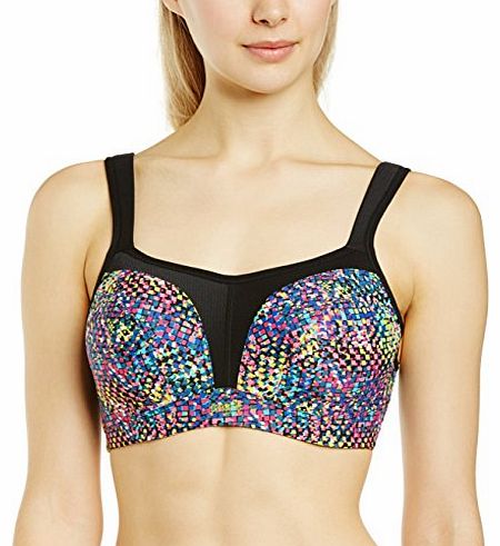  Womens Full Cup Sports Bra, Geo Print, Size: 38DD