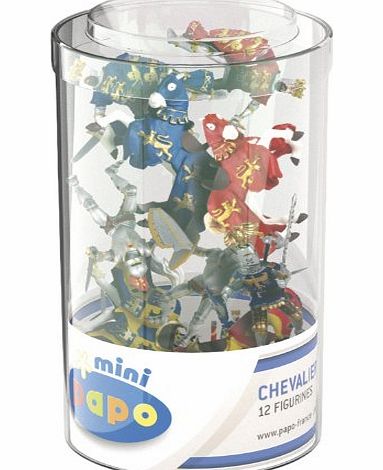 Papo Fantasy Tale Legends - Knights - 12 Mini Figures Tub Set - 1.5``/4cm - Papo