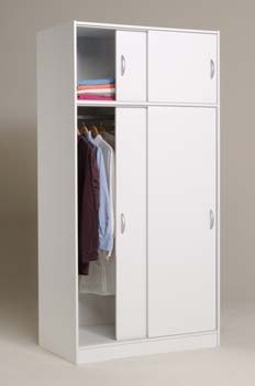 Parisot Meubles Blithe Sliding 2 Door Wardrobe in White - WHILE