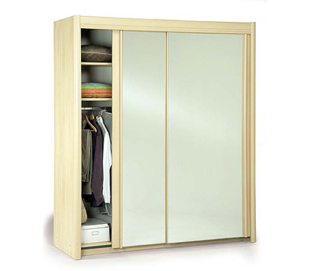 Carla Sliding Double Mirrored Wardrobe in Light