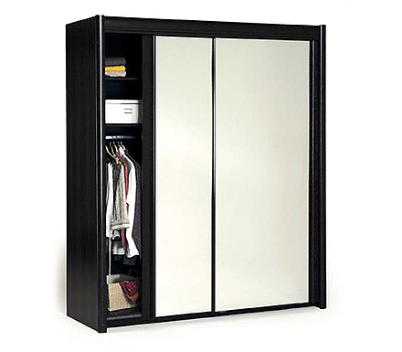 Carla Sliding Double Mirrored Wardrobe in Wenge