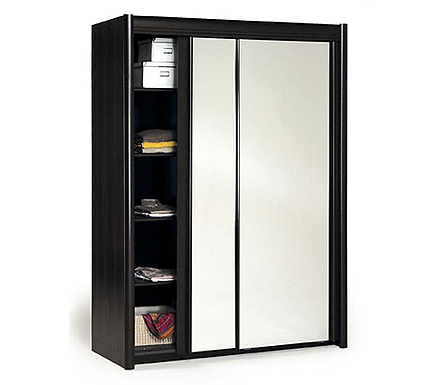 Carla Sliding Mirrored Wardrobe in Wenge