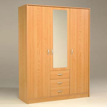 Parisot Meubles Cydia 3 Drawer 3 Door Mirrored Wardrobe in