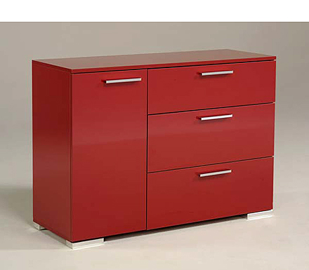 Parisot Meubles Focus You 3 Drawer 1 Door Sideboard in Red -