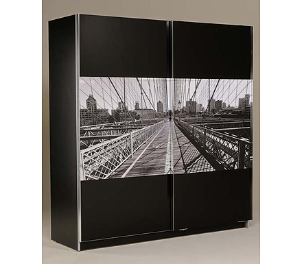 Manhattan Sliding 3 Door Wardrobe in Black