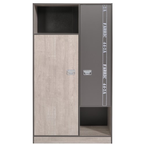 Parisot Fabric 2 Door Wardrobe in Grey Loft and