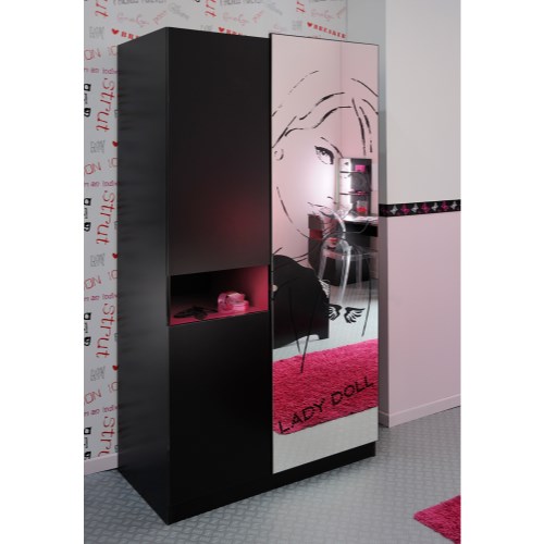 Parisot Lady Doll 2 Door Wardrobe in Black and